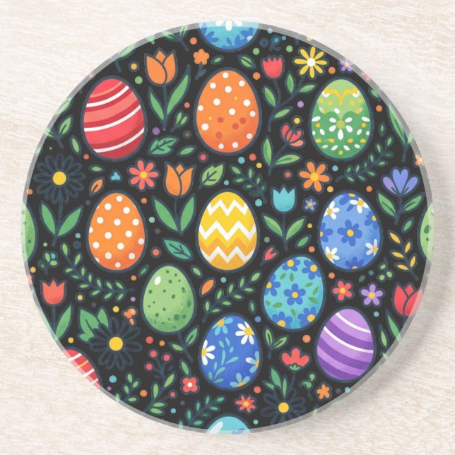 Påskägg och blommor i regnbågens färger underlägg (Framsidan)