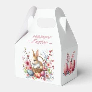 Påskägg och blommor med vattenfärgkanin - presentaskar
