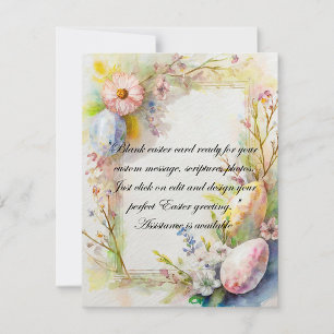 Påskägg och blommor ramar in tom brevpapper julkort