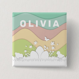 Påskägg och chickar av vår-pastelltyp knapp