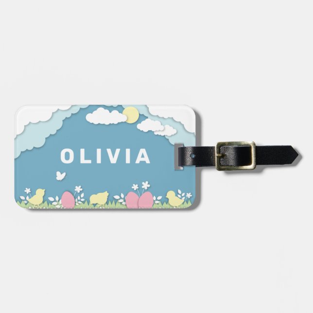 Påskägg och chickar i vår bagagebricka (Horisontell Framsida)