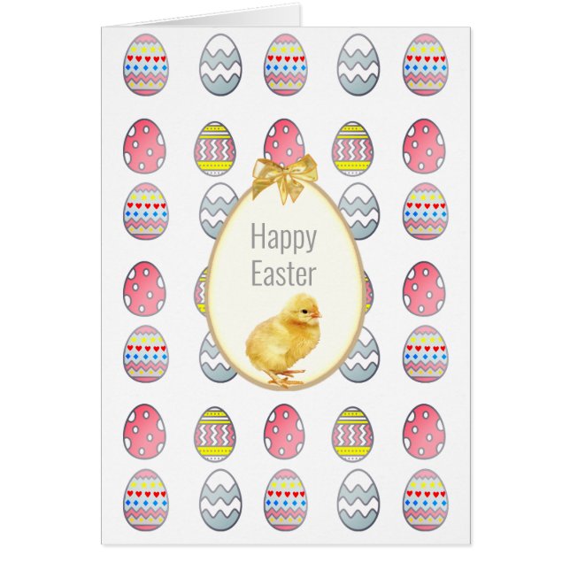 Påskägg och Cute-Chick Hälsningskort (Framsidan)