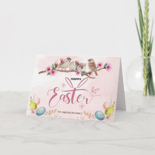 Påskägg och fåglar Glad påsk Helgkort