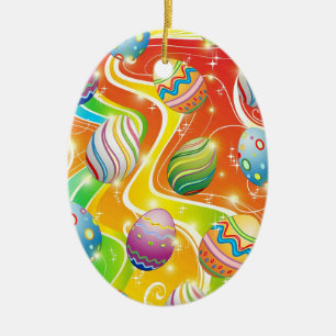 Påskägg Ornamental Design Julgransprydnad Keramik