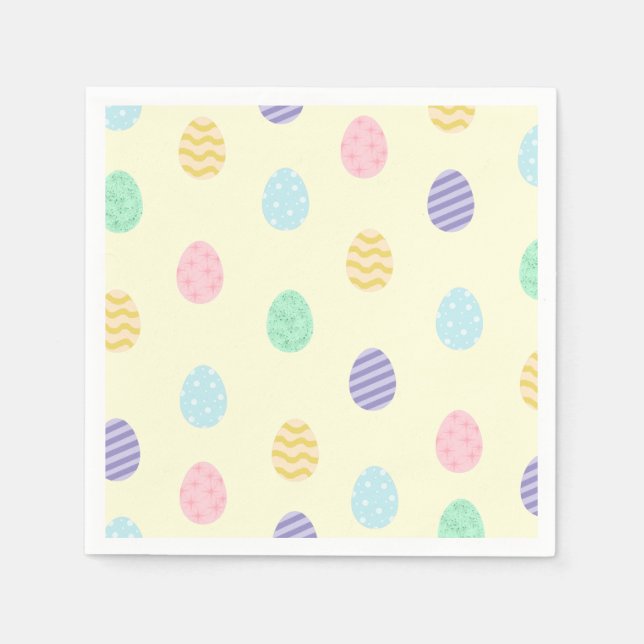Påskägg på Pastel Gult Napkins Pappersservett (Framsidan)