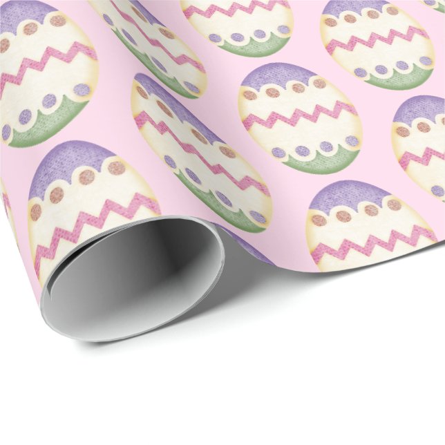 Påskägg på rosa presentpapper (Rullad Hörn)