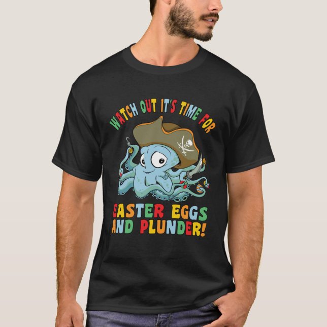 Påskägg Plunder Octopus Glad påsk Ägg Pirat T Shirt (Framsida)