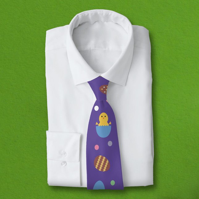 Påskägg, Polka dots och Chick om Lila Slips (Easter Eggs, Polka Dots and Chick on Purple Neck Tie)