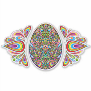 Påskägg Psykedelisk Design Barn Ekologisk T-Shirt Klistermärken