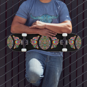 Påskägg Psykedelisk Design Barn Ekologisk T-Shirt Mini Skateboard Bräda 18,5 Cm