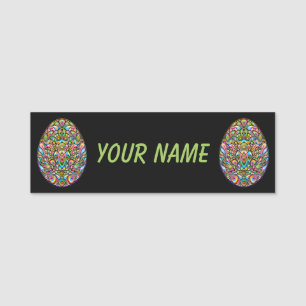 Påskägg Psykedelisk Design Barn Ekologisk T-Shirt Namnbricka