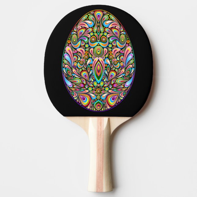 Påskägg Psykedelisk Design Barn Ekologisk T-Shirt Pingisracket (Framsidan)