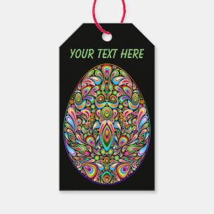 Påskägg Psykedelisk Design Barn Ekologisk T-Shirt Presentetikett