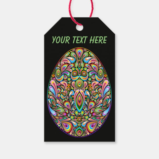 Påskägg Psykedelisk Design Barn Ekologisk T-Shirt Presentetikett (Framsidan)