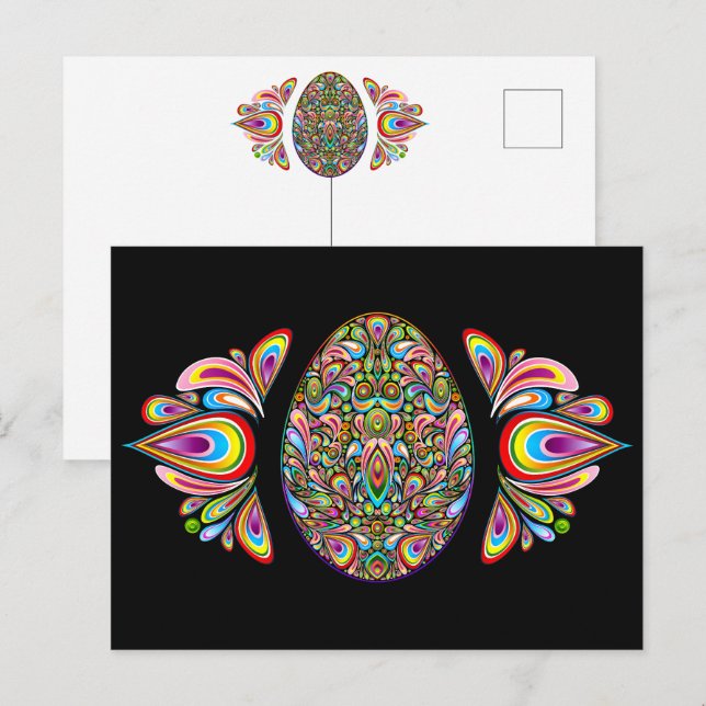 Påskägg Psykedelisk Design Barn Ekologisk T-Shirt Vykort (Fram/baksida)