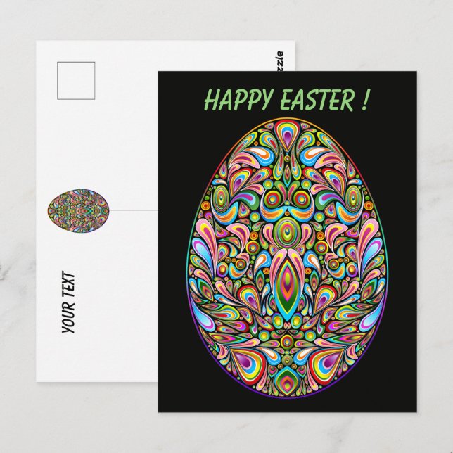 Påskägg Psykedelisk Design Barn Ekologisk T-Shirt Vykort (Fram/baksida)