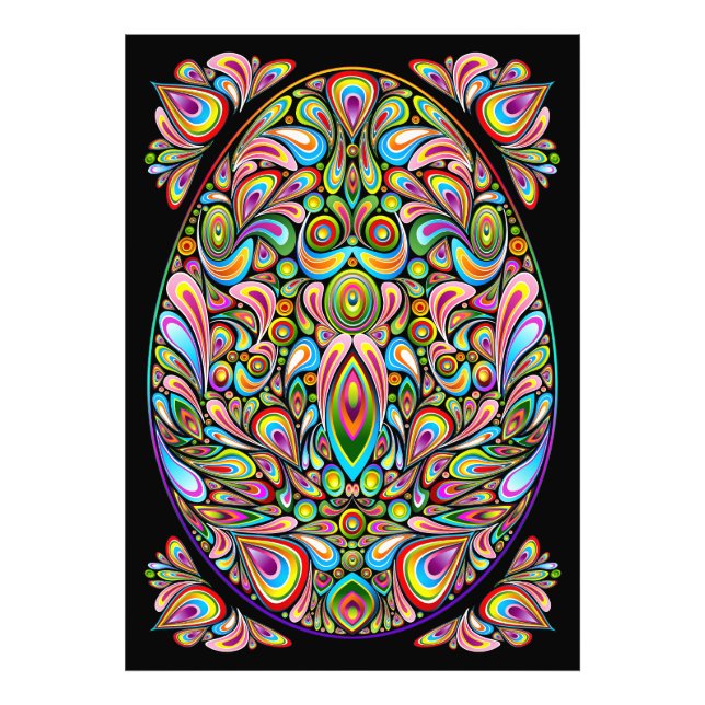 Påskägg Psykedelisk Design Fototryck (Framsidan)