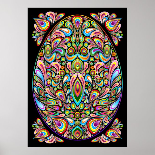 Påskägg Psykedelisk Design Poster (Framsidan)