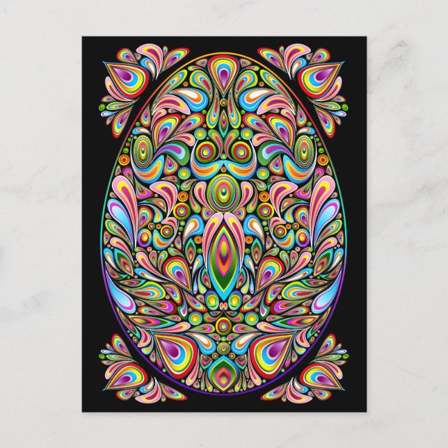 Påskägg Psykedelisk Design Vykort (Framsida)