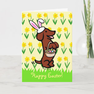 Påskägg Red Smooth Hred Dachshund Helgkort