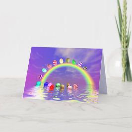 Påskägg Ride på ett regnbåge Helgkort