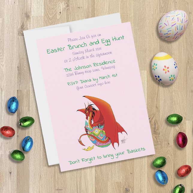 Påskägg Röd Drak Inbjudningar (Skapare uppladdad)