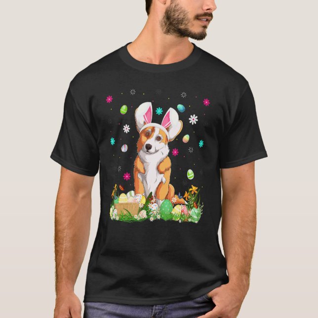 Påskägg Rolig Corgi Hund Påskdagen T Shirt (Framsida)