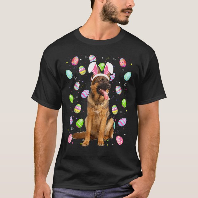 Påskägg Rolig tysk schäferhund Påsksöndag T Shirt (Framsida)