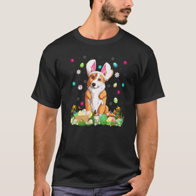 Påskägg Rolig Welsh Corgi Hund Påskdagen T Shirt (Framsida)