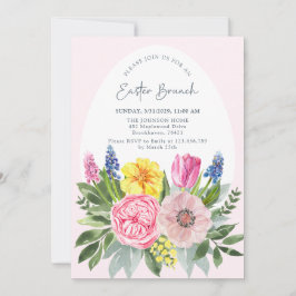 Påskägg, Rosa, Blommigt Brunch-inbjudan Inbjudningar