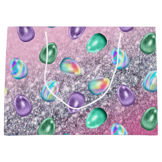 Påskägg Rosa Lila Tie Dye Glitter Glam (Framsidan)