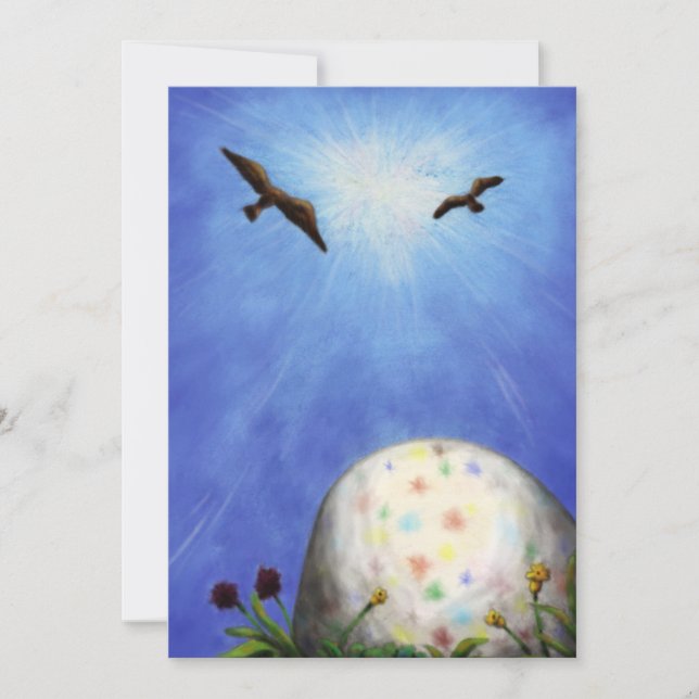 påskägg som ljuger i gräset julkort (Framsida)