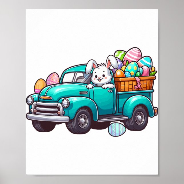 Påskägg som transporterar Pickupa Lastbil-jakt Poster (Framsidan)