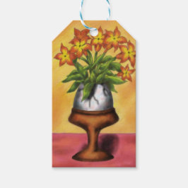 påskägg som vas med blommor i bord presentetikett