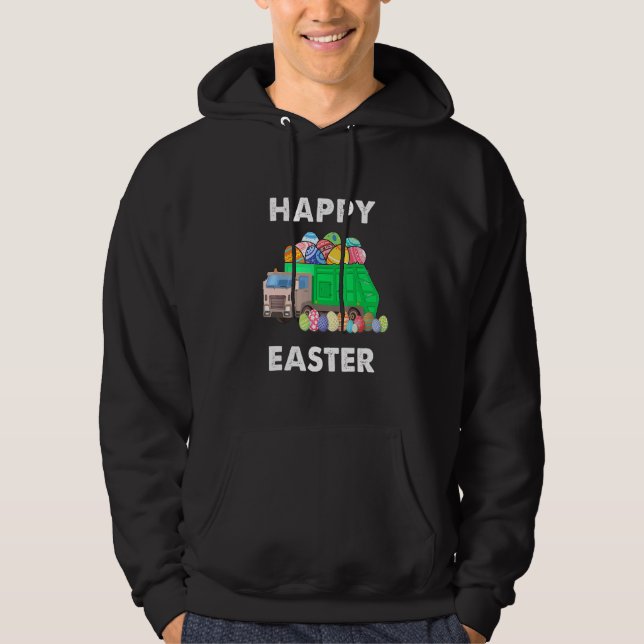 Påskägg Sopor Lastbil Manar Boys Påskhare Bas Hoodie (Framsida)