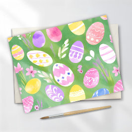 Påskägg | Söt Pastel Watercolor Egg Hunt Helg Vykort