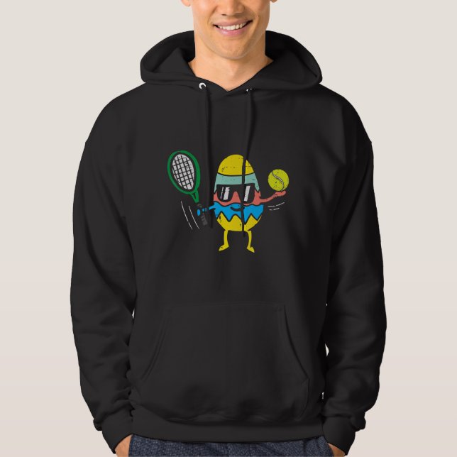Påskägg Spela Tennnis Cute Sports Player Manar Hoodie (Framsida)