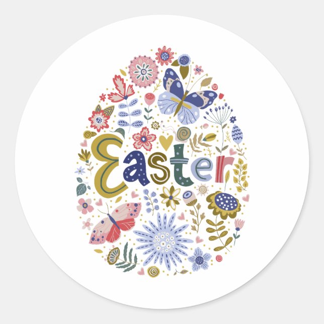 Påskägg Sticker Runt Klistermärke (Framsida)