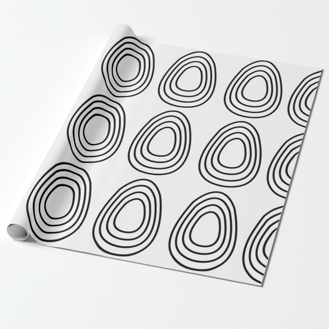 Påskägg Svart och Vitt Glad Påsk Presentpapper (Utrullad)