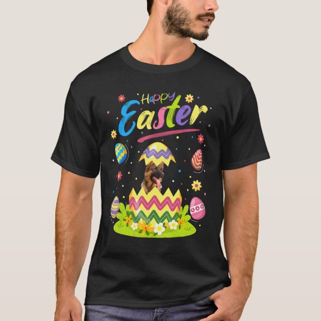 Påskägg tysk schäferhund Glad påsk T Shirt (Framsida)