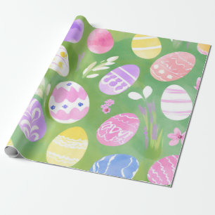 Påskägg Vacker Pastell Färg Vattenfärg Ägglek Presentpapper