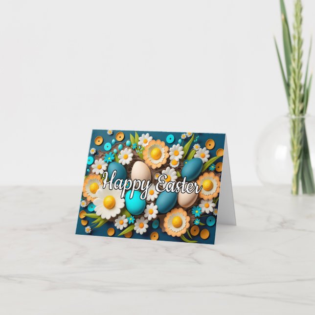 Påskägg & Vår blommor Collage Helgkort (Framsida)