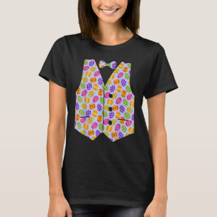 Påskägg Vest and Bow Tie Colorful Glad påsk T Shirt