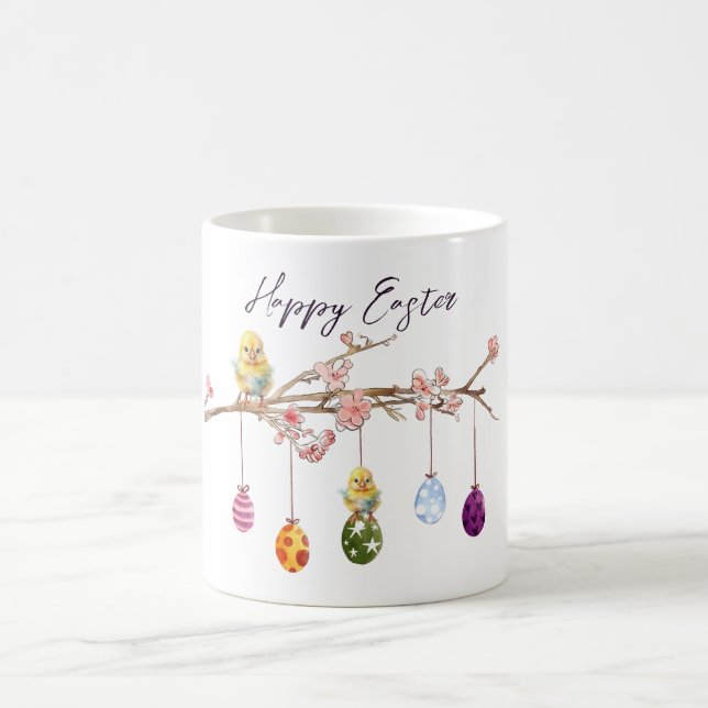 Påskägg vid Blommar Gren Glad påsk Kaffemugg (Center)