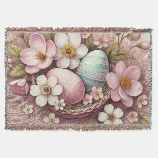 Påskägg vid Monogram snöre rosa blommigt i basket Filt