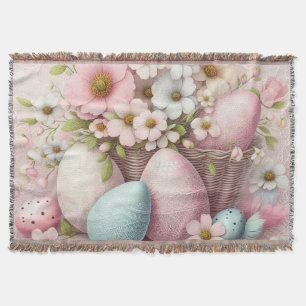 Påskägg vid Monogram snöre rosa blommigt i basket Filt