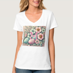 Påskägg vid Monogram snöre rosa blommigt i basket T Shirt