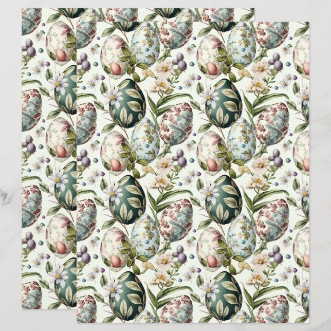 Påskägg vintage nostalgic mönster (Fram/baksida)