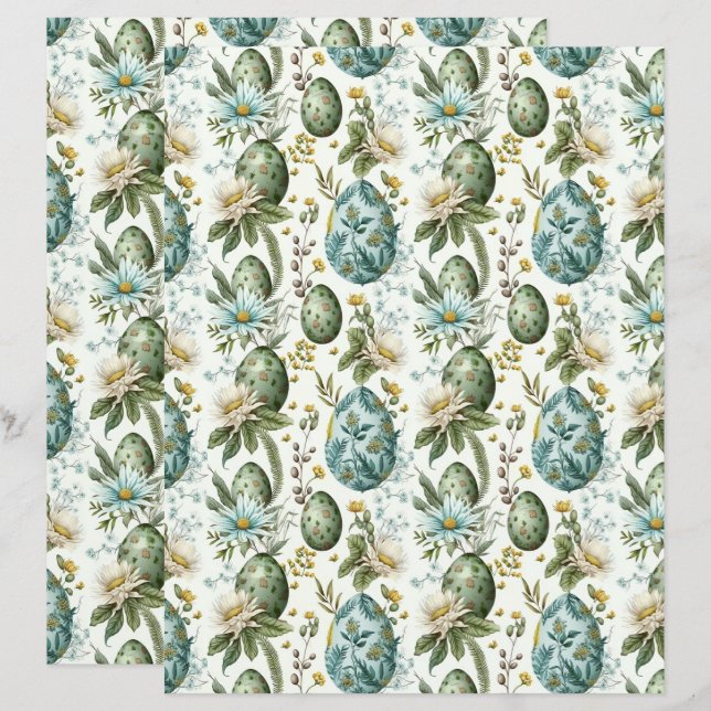 Påskägg vintage nostalgic mönster nr 2 (Fram/baksida)