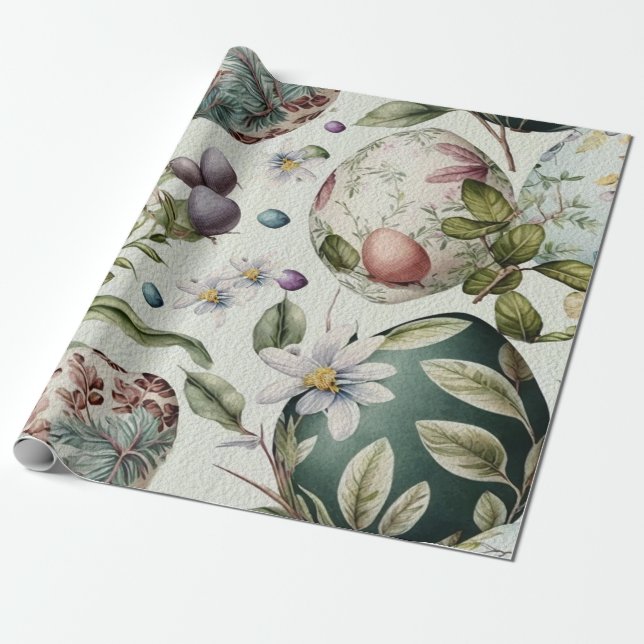 Påskägg vintage nostalgic mönster presentpapper (Utrullad)